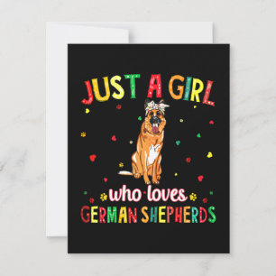 En flicka som Kärlek Tyska shepherds Hund Tack Kort