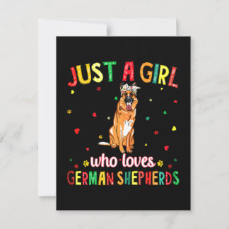 En flicka som Kärlek Tyska shepherds Hund Tack Kort