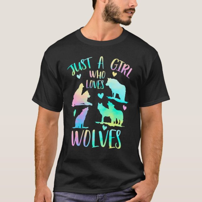 en flicka som kärlek vargar t shirt (Framsida)
