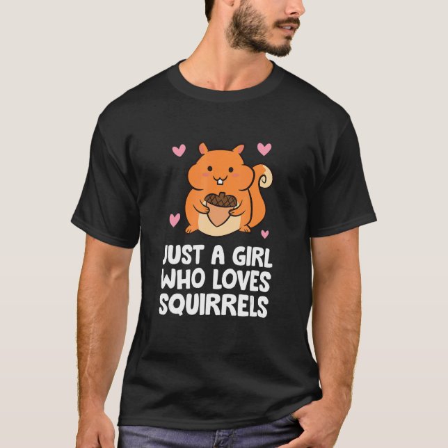 En flicka som Kärlekar ekorre T Shirt (Framsida)