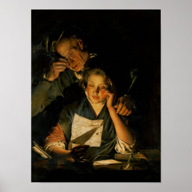 En flicka som läser Brev Poster (Framsidan)