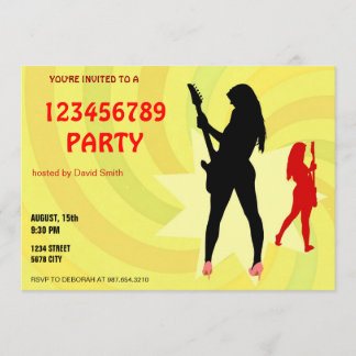 En flicka som palying den elektriska gitarren inbjudningar