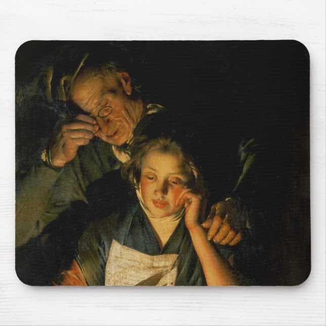 En flickaläsning ett brev musmatta (Framsidan)