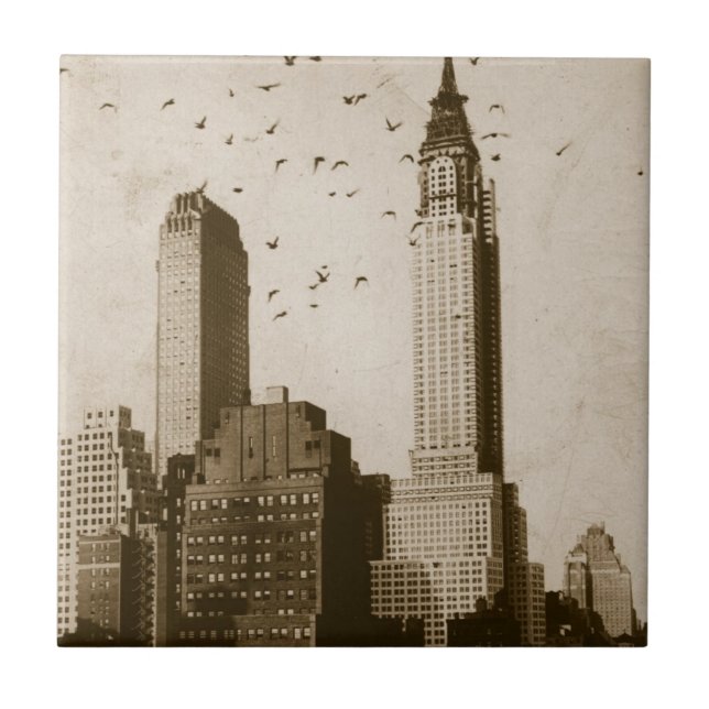 En flock av att flyga för fåglar kakelplatta (Framsidan)