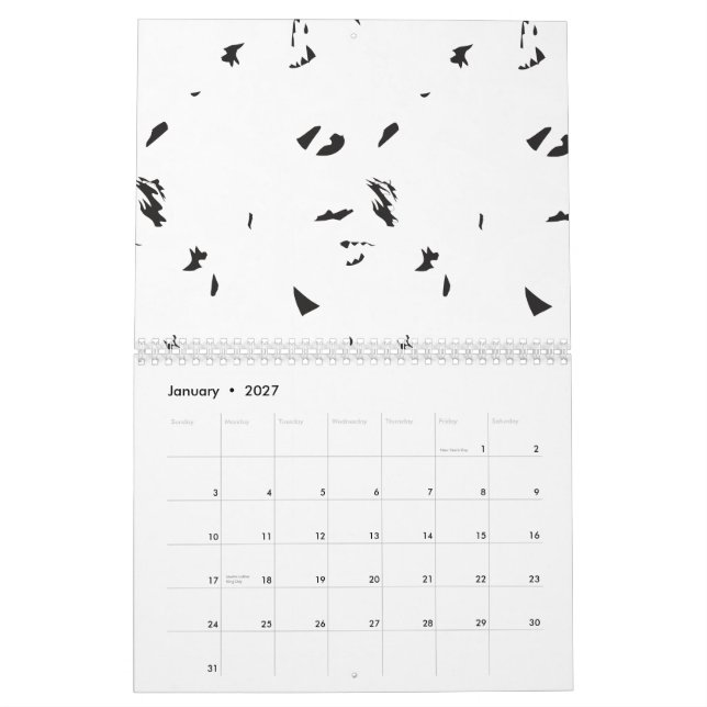 En flock fåglar som flyger i himmel. kalender (Jan 2027)