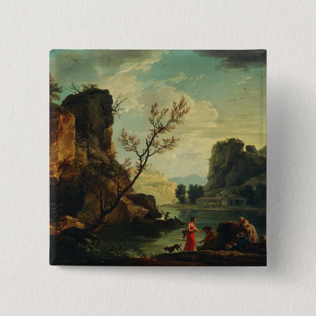 En flod med fiskare av Joseph Vernet  Knapp (Framsida)