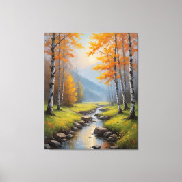 en flod som rinner genom en skog canvastryck