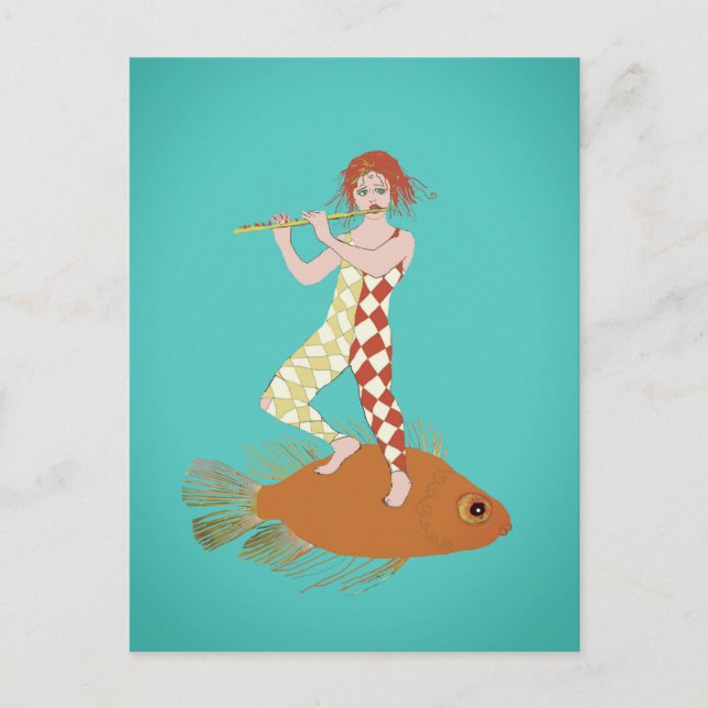 En flöjt spelare vykort (Framsida)