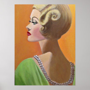 En flott vintagedam poster
