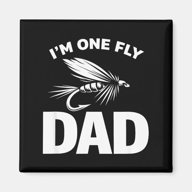 En flygande pappa rolig fiske minimalistisk fars d magnet (Framsidan)
