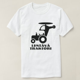 En flygande traktor och text lentävä traktori t-shirt