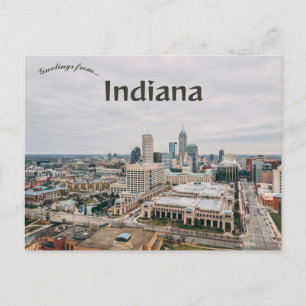 En flygbild över centrala Indianapolis Indiana Vykort
