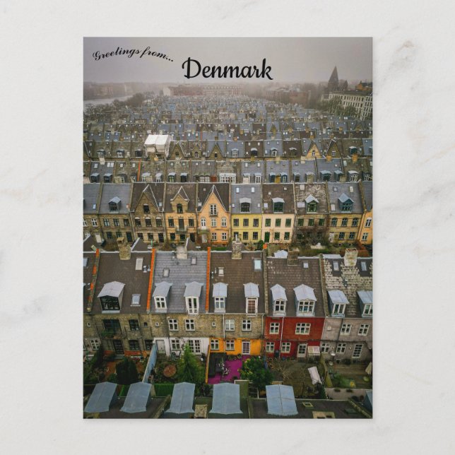 En flygbild över Köpenhamn Danmark Vykort (Framsida)