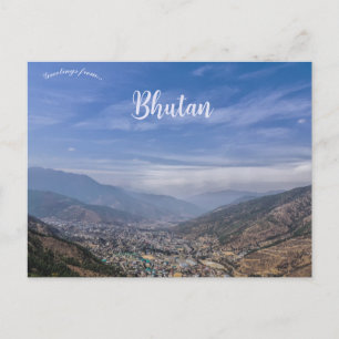 En flygvy över Thimphu Bhutan Vykort
