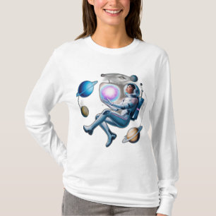 En flytande asteroid täckt med en liten by t shirt