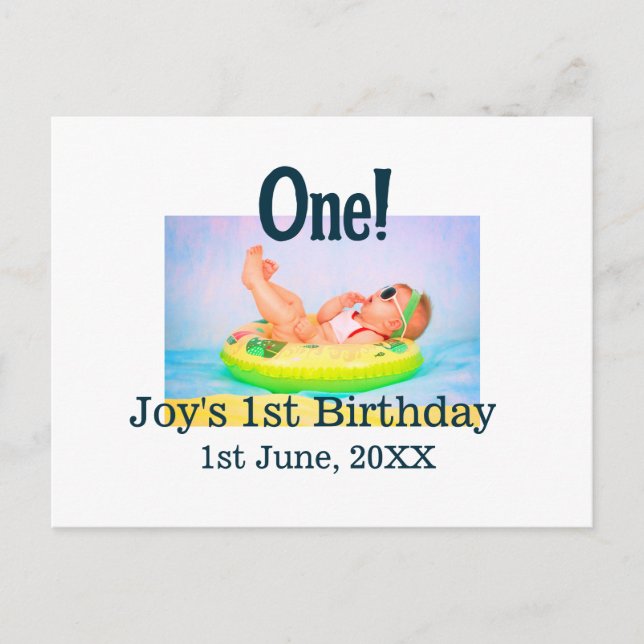 En födelsedagsfoto modern lägga till namn datum  vykort (Framsida)