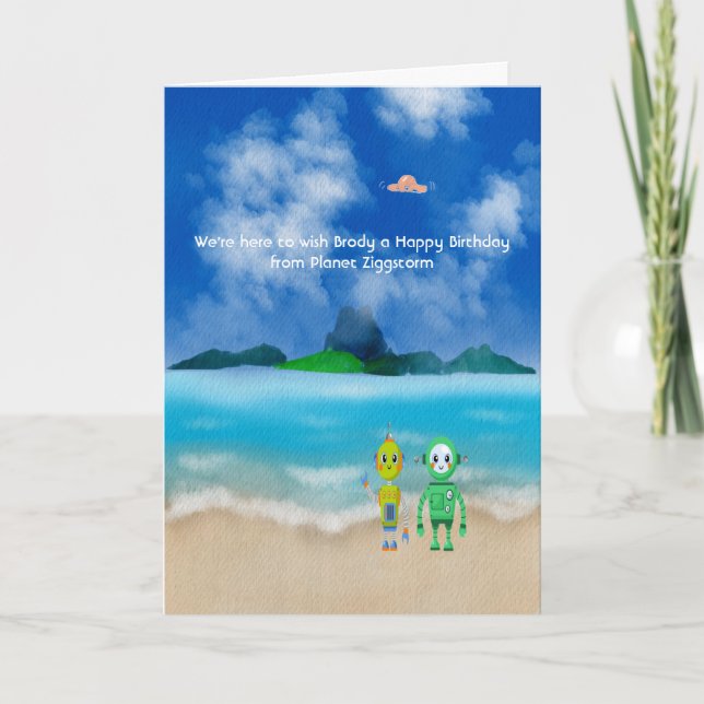 En födelsedagsönskan från Robots Kids Card Kort (Framsida)