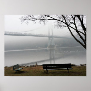 En foggy-dag runt Mid-Hudson-bron Poster