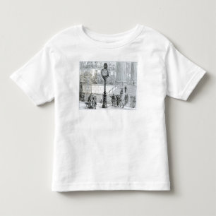 En folkmassa beundrar ett pneumatiskt tar tid på t-shirt