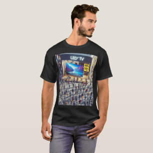 en folkmassa samlas runt en tv-kanal i skärm t shirt