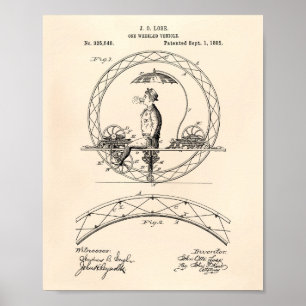 En Fordon 1885 med hjul, Patent Art Old Peper Poster