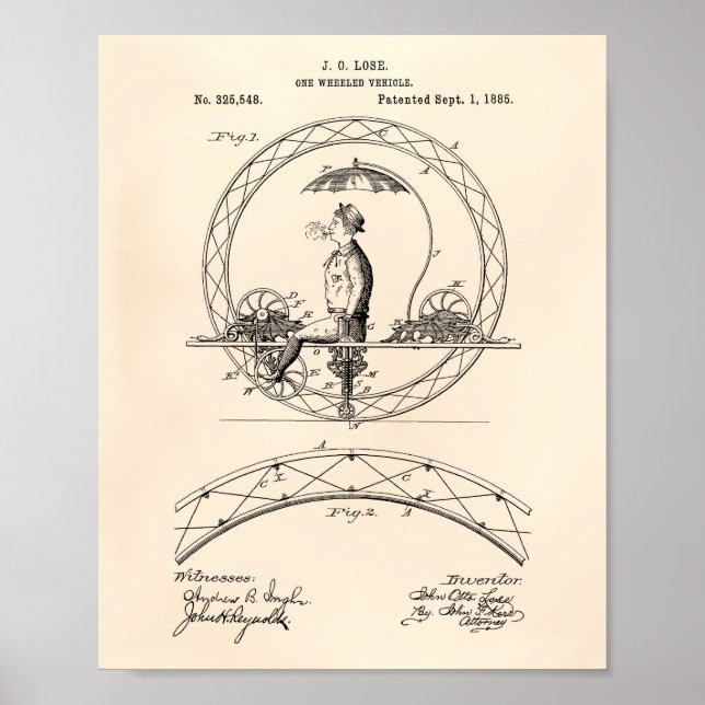 En Fordon 1885 med hjul, Patent Art Old Peper Poster (Framsidan)