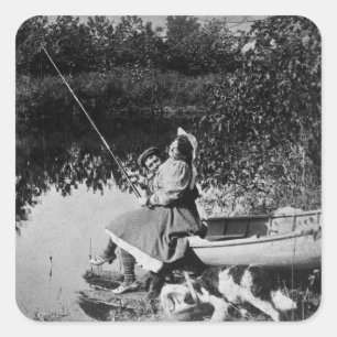 En förolämpning knaprar - vintage Stereoview 190 Fyrkantigt Klistermärke
