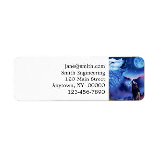 En förpackning vargar på en mörk kväll returadress etikett