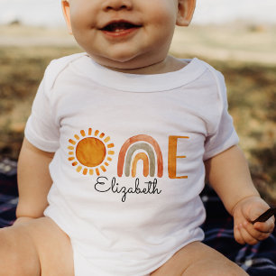 En första födelsedag Namn Boho Rainbow och Sol T Shirt