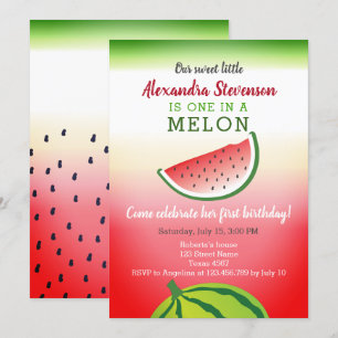En Första Födelsedag Som En Melon Inbjudningar