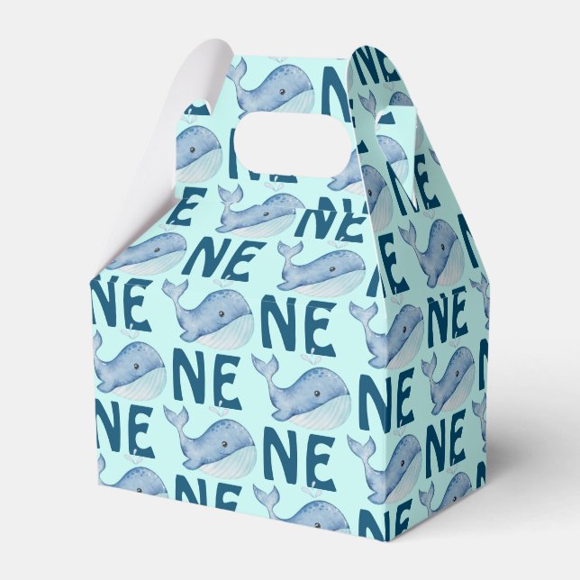 En första födelsedag vattenfärgval Mönster Presentaskar (Framsidan Sidan)