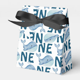 En första födelsedag vattenfärgval Mönster Presentaskar