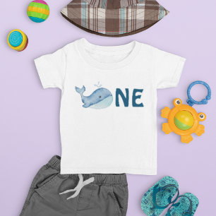 En första födelsedag vattenfärgval t shirt