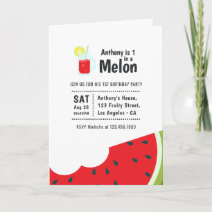 En Första Födelsedagsfest för En i ett Melon-tema Inbjudan