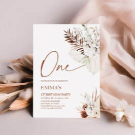 En första födelsedagsinbjudan Boho Pampas Inbjudningar