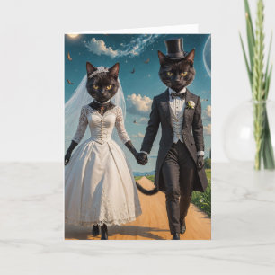 En förtjusande svart kattpar söder bröllopsdag i p kort