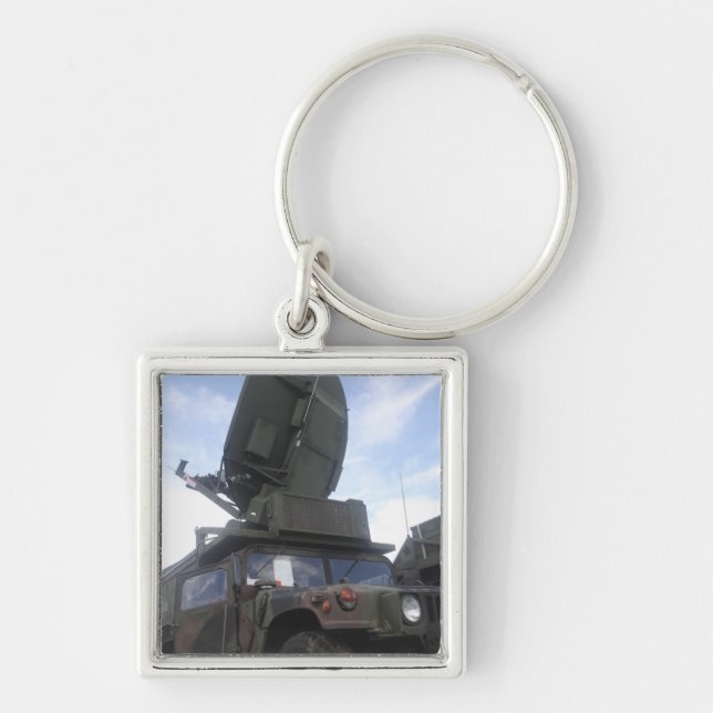 En fotoenix taktisk satellitterminal fyrkantig silverfärgad nyckelring (Framsidan)