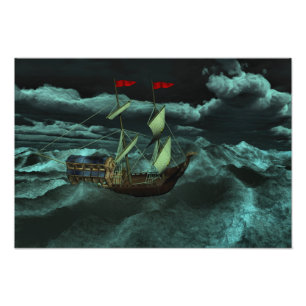 En fotoutskrift av Vild och Stormy Sea Fototryck