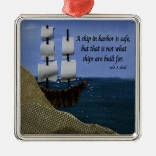 En frakt i hamn är den säkra inspirera quotationen julgransprydnad metall