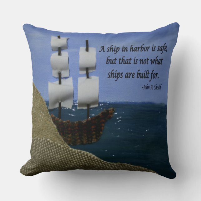 En Frakt i Harbour är en Säker inspirationsoffert Kudde (Framsida)