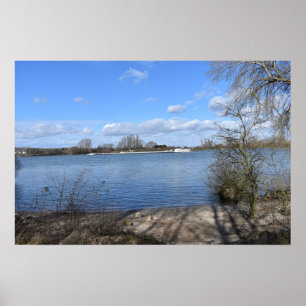 En Frakt på floden, Rhein av Oppenheim, Tyskland Poster