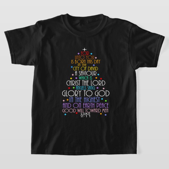 En Frälsare är född Lukas 2:11 Julgran T-shirts (Laydown)