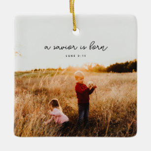 En frälsare är född luke 2:11 Ceramic Square Ornam Julgransprydnad Keramik