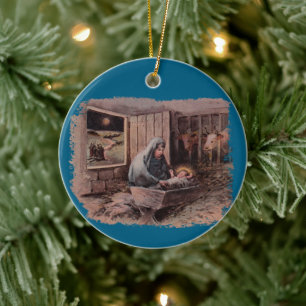 En Frälsare är Född Vintage Jul Ornament