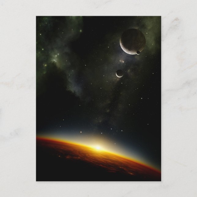 En främmande planets omgivning vykort (Framsida)