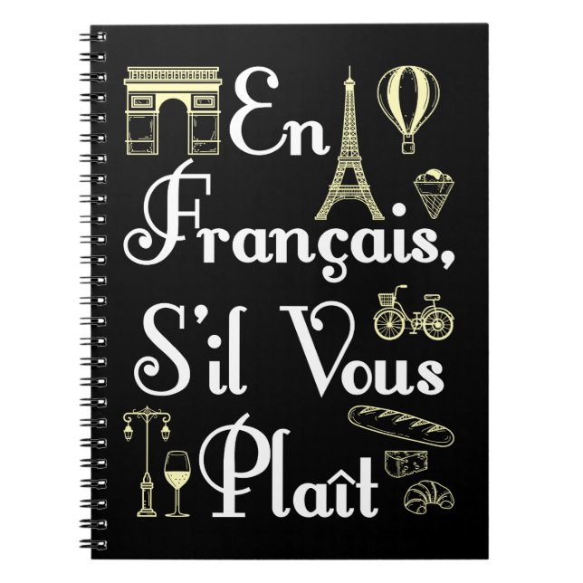 En Francais S il Vous Plait Fransk Lacher Anteckningsbok (Framsidan)