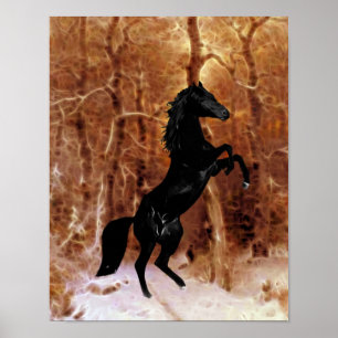 En friesian i vintersnö poster