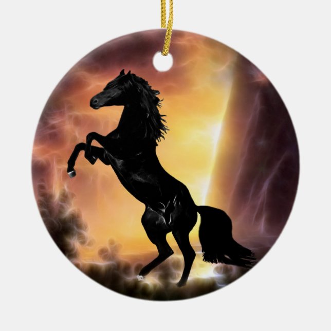 En frisisk hingst julgransprydnad keramik (Framsidan)