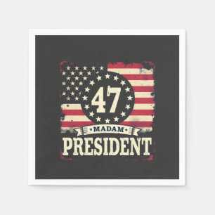 (EN) Fru talman! Amerikanska flagga 47 harris Walz Pappersservett