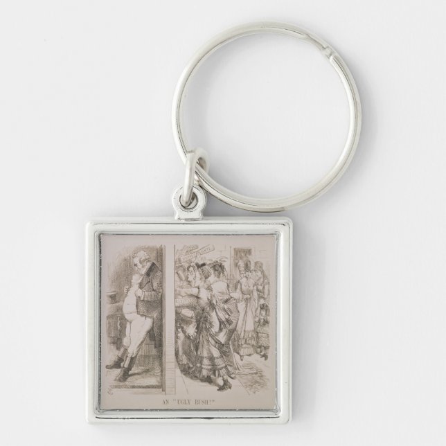 'En fula Rush Fyrkantig Silverfärgad Nyckelring (Framsidan)